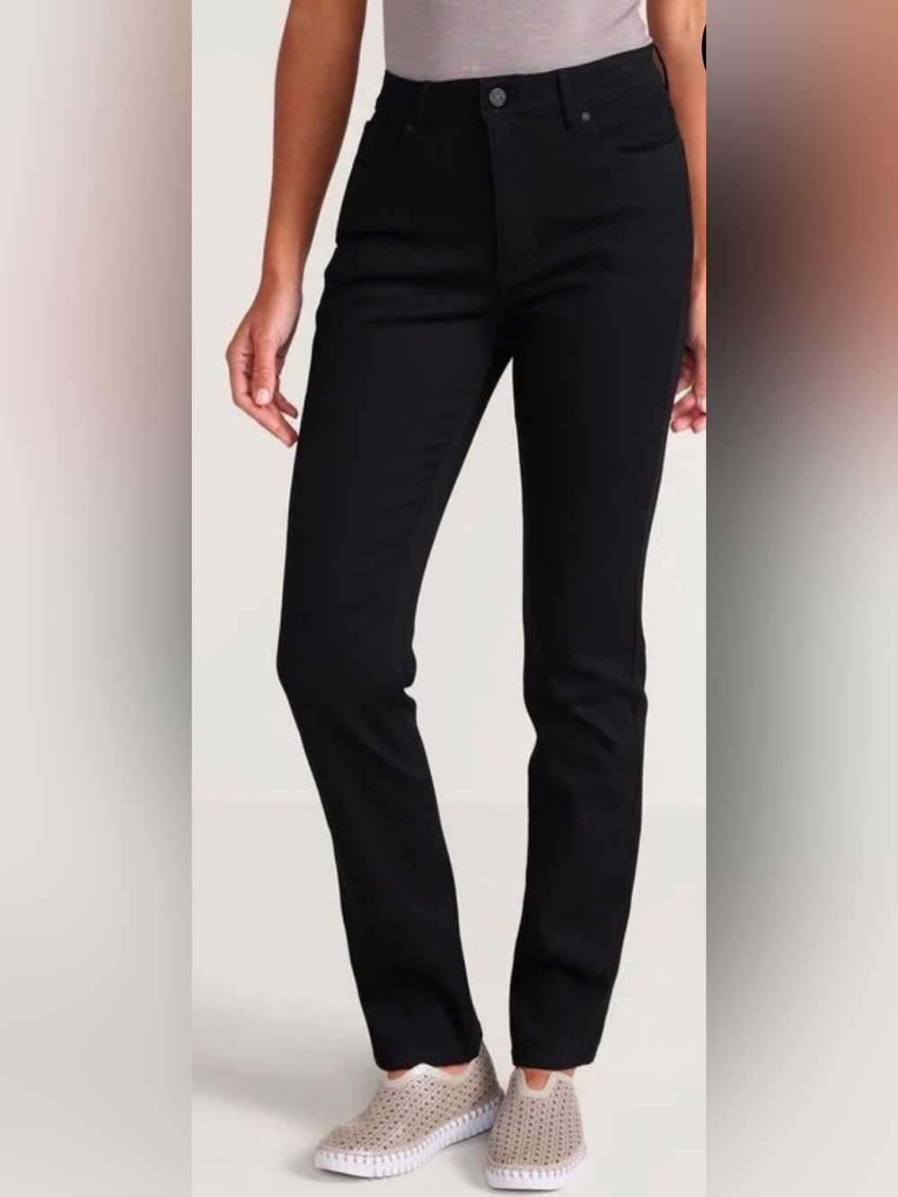 Soft Surroundings Ultimate Denim Black Straight-Leg Fly Front Stretch Women’s 12